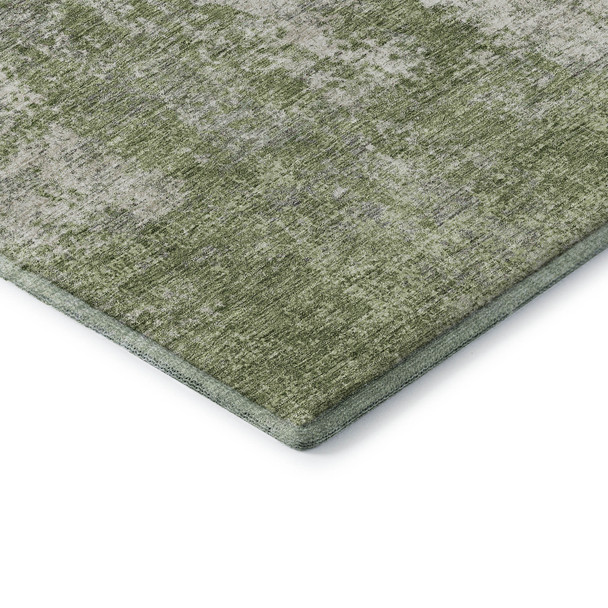 8' X 10' Green And Ivory Abstract Washable Area Rug With UV Protection