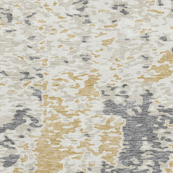 5' X 8' Gold Ivory And Gray Abstract Washable Area Rug With UV Protection