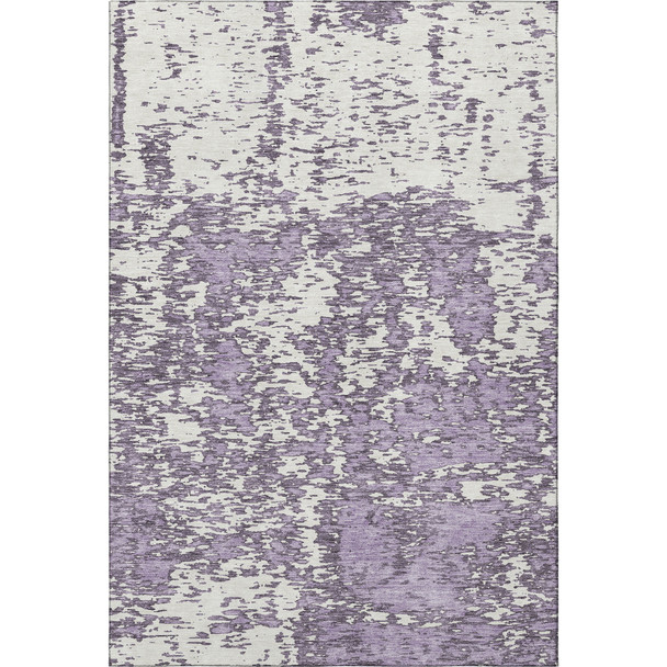10' X 14' Lavender And Ivory Abstract Washable Area Rug With UV Protection