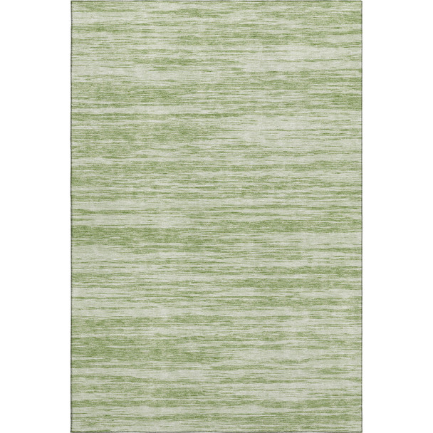 10' X 14' Artichoke Green And Ivory Striped Washable Area Rug With UV Protection