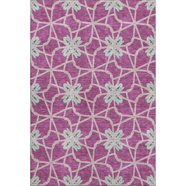 5' X 8' Blush Ivory And Beige Geometric Washable Area Rug With UV Protection