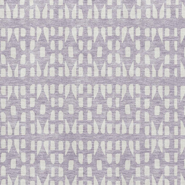 10' X 14' Lavender And Ivory Geometric Washable Area Rug With UV Protection