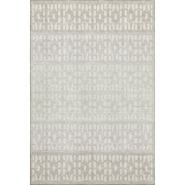 8' X 10' Ivory And Beige Geometric Washable Area Rug With UV Protection