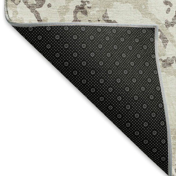 3' X 5' Ivory Taupe And Beige Abstract Washable Area Rug With UV Protection