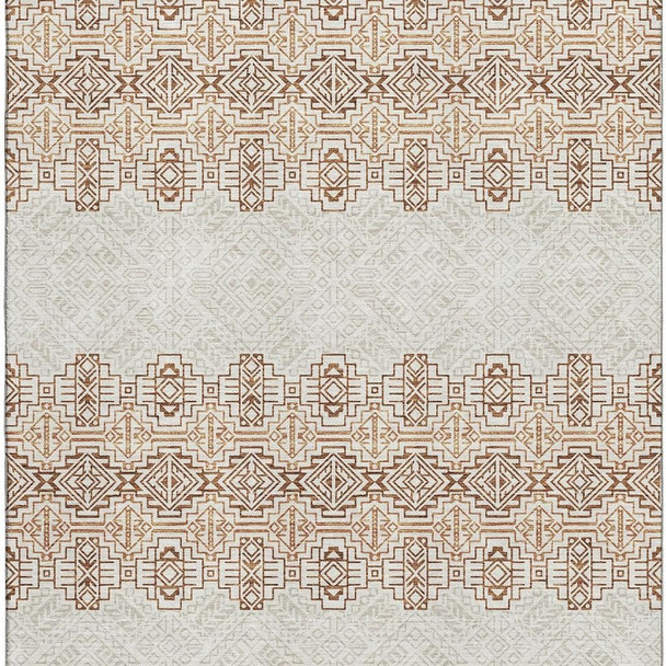 3' X 5' Rust And Ivory Southwestern Washable Area Rug With UV Protection