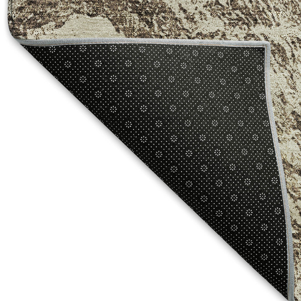 5' X 8' Brown And Beige Abstract Washable Area Rug With UV Protection