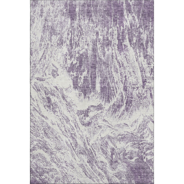8' X 10' Purple And Ivory Abstract Washable Area Rug With UV Protection