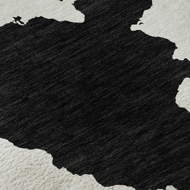 10' X 14' Black And Ivory Abstract Washable Area Rug With UV Protection