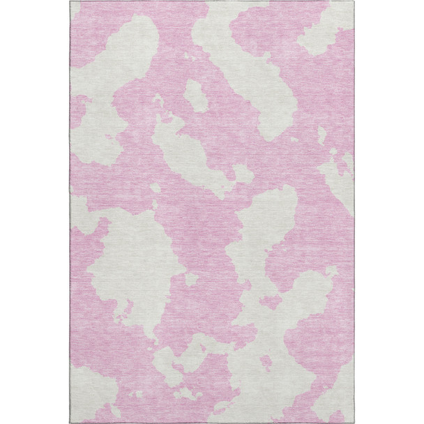 3' X 5' Pink And Ivory Abstract Washable Area Rug With UV Protection