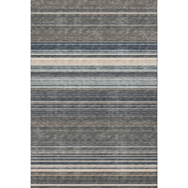 3' X 5' Taupe Beige And Gray Striped Washable Area Rug With UV Protection