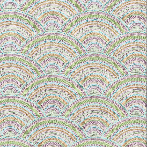 5' X 8' Pearl Orange And Green Geometric Washable Area Rug With UV Protection
