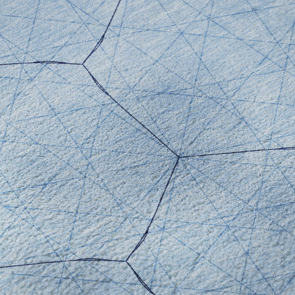 5' X 8' Sky Blue And Denim Blue Geometric Washable Area Rug With UV Protection