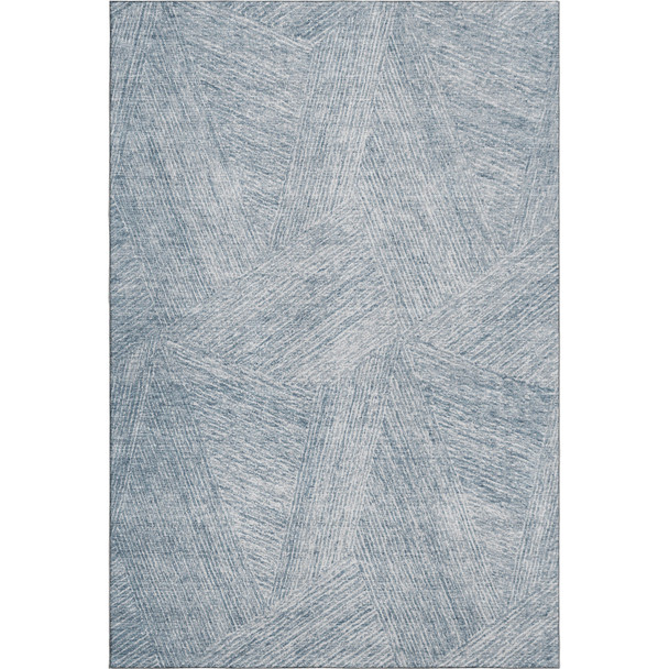 10' X 14' Denim Blue And Ivory Abstract Washable Area Rug With UV Protection