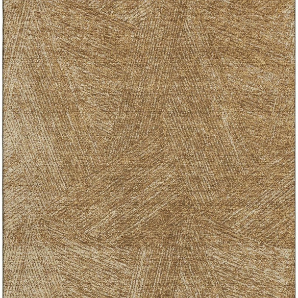 3' X 5' Gold And Beige Abstract Washable Area Rug With UV Protection