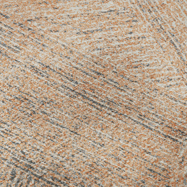 9' X 12' Peach Ivory And Gray Abstract Washable Area Rug With UV Protection