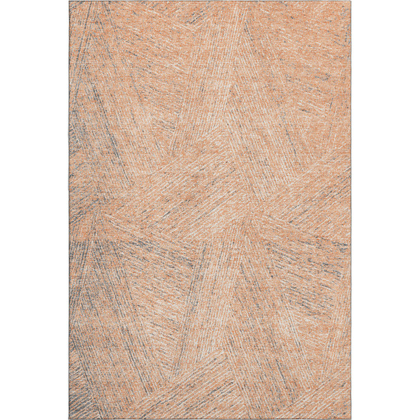 10' X 14' Peach Ivory And Gray Abstract Washable Area Rug With UV Protection