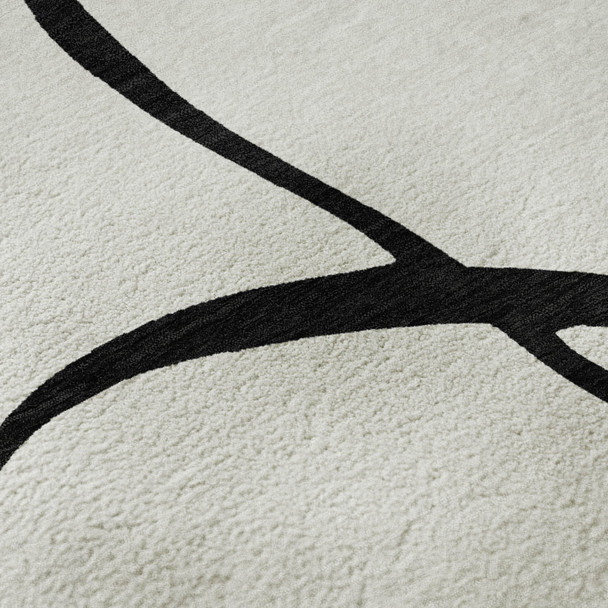 10' X 14' White And Black Abstract Washable Area Rug With UV Protection
