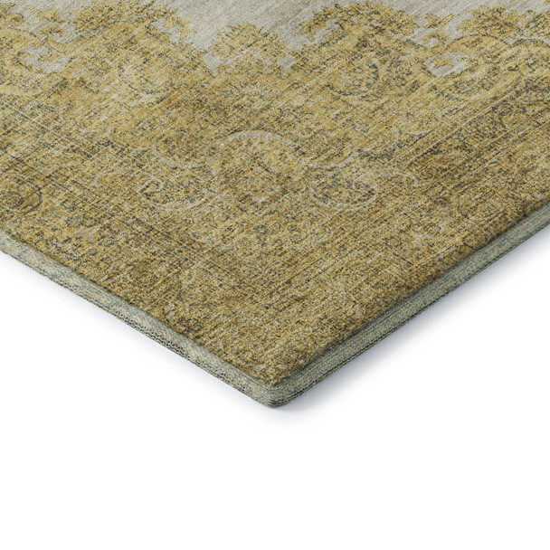 10' X 14' Gold Ivory And Gray Oriental Washable Area Rug With UV Protection