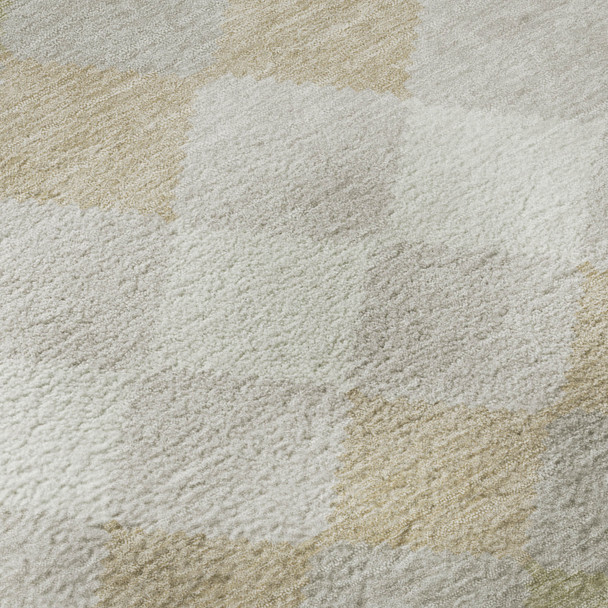 10' X 14' Beige Taupe And Ivory Geometric Washable Area Rug With UV Protection