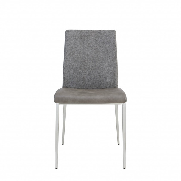 Set of Two Light Brown and Gray Stainless Steel Chairs