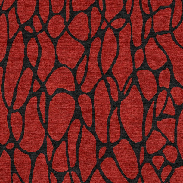 9' X 12' Red And Black Geometric Washable Area Rug With UV Protection