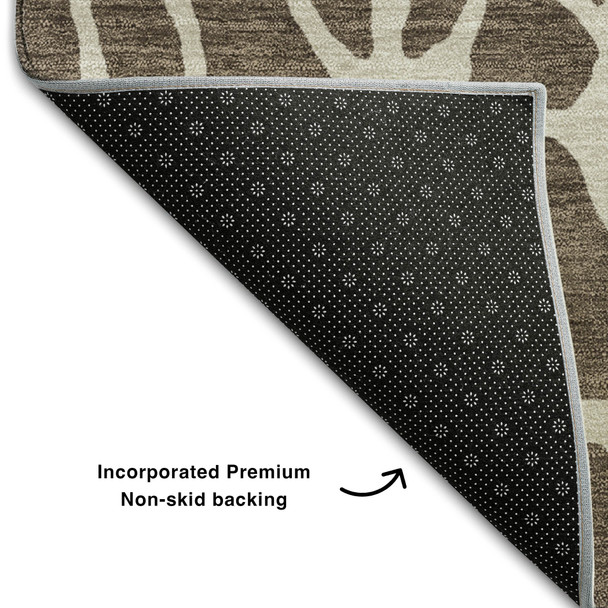 5' X 8' Brown And Beige Geometric Washable Area Rug With UV Protection