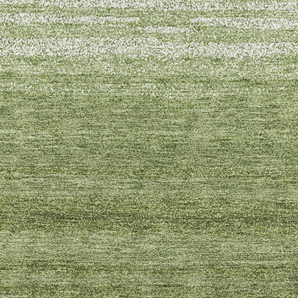 8' X 10' Green And Ivory Striped Washable Area Rug With UV Protection
