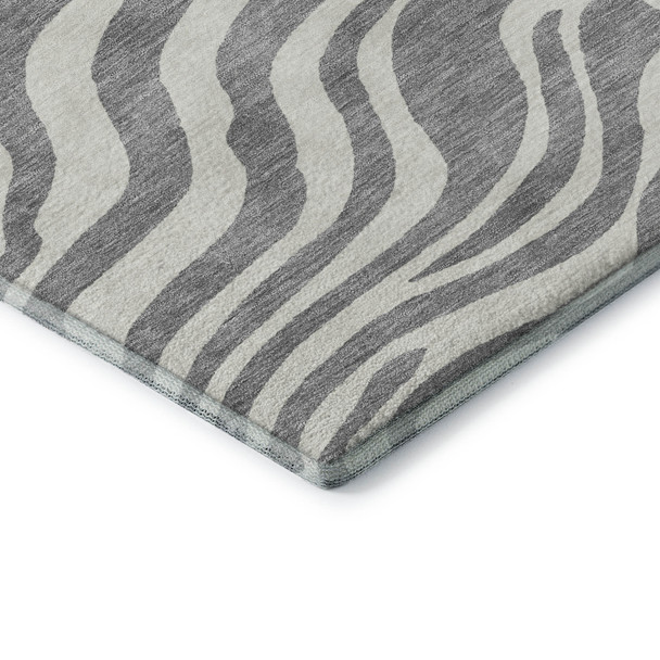 10' X 14' Gray And Ivory Animal Print Washable Area Rug With UV Protection