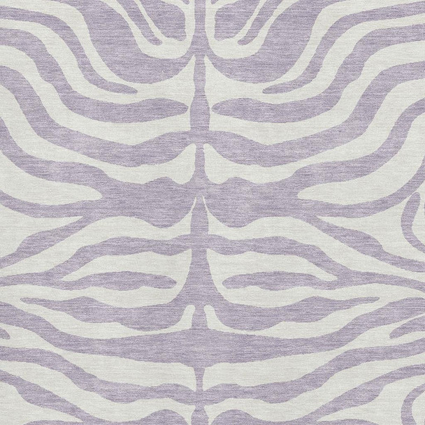 8' X 10' Lavender And Ivory Animal Print Washable Area Rug With UV Protection