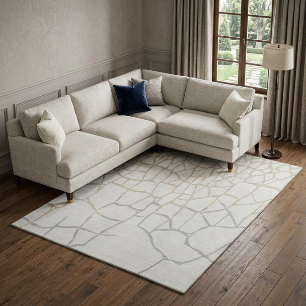 10' X 14' Ivory Taupe And Gray Abstract Geometric Washable Area Rug With UV Protection