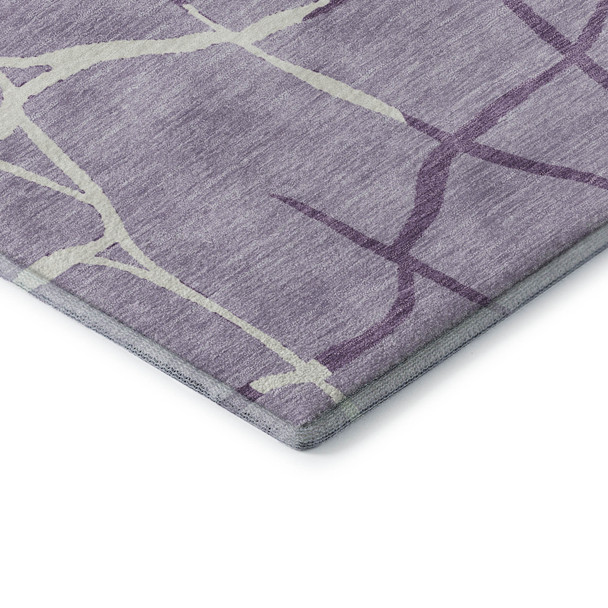 8' X 10' Lavender And Ivory Abstract Geometric Washable Area Rug With UV Protection