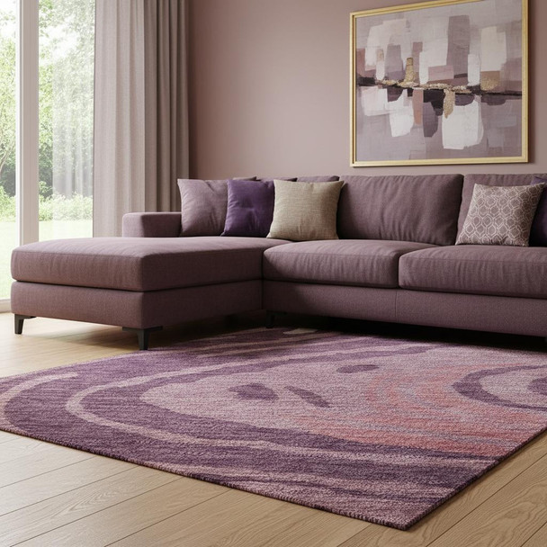 8' X 10' Burgundy Ivory And Blush Abstract Washable Area Rug With UV Protection