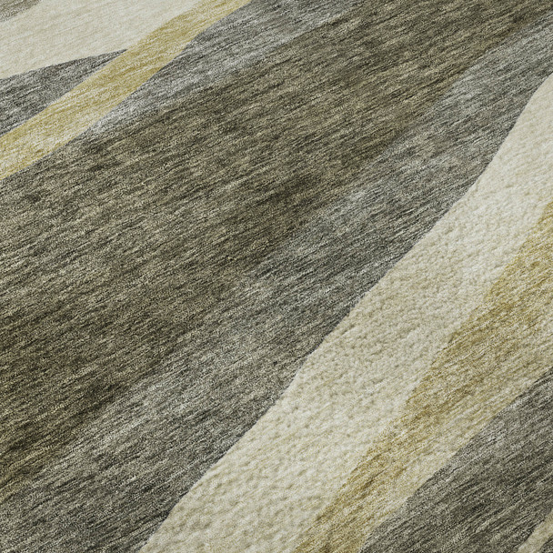 10' X 14' Taupe Beige And Ivory Abstract Washable Area Rug With UV Protection