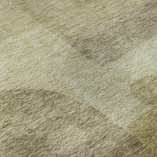 3' X 5' Beige And Gold Geometric Washable Area Rug With UV Protection