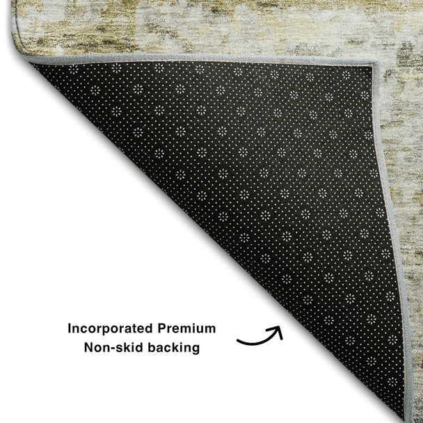 8' X 10' Taupe Brown And Beige Striped Washable Area Rug With UV Protection