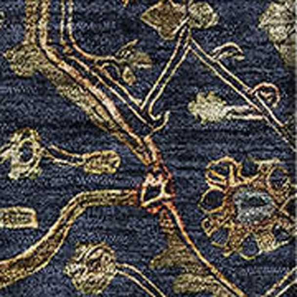 8' X 10' Navy Blue Gold And Copper Oriental Washable Area Rug With UV Protection