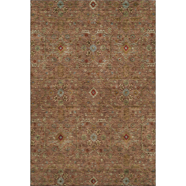 8' X 10' Rust Gold And Blue Oriental Washable Area Rug With UV Protection