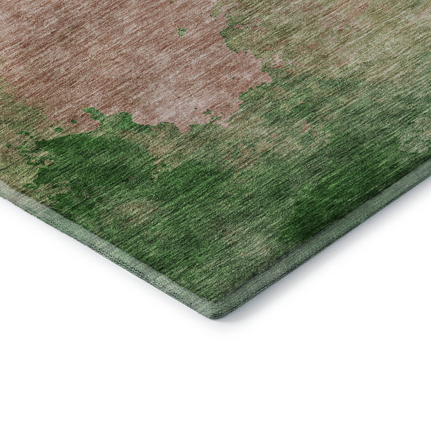 5' X 8' Pink And Emerald Abstract Washable Area Rug With UV Protection