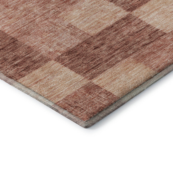 9' X 12' Rust And Copper Geometric Washable Area Rug With UV Protection
