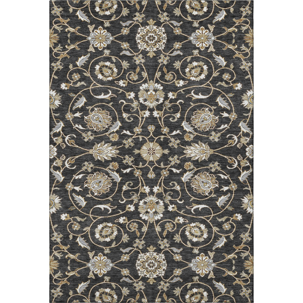 10' X 14' Black Ivory And Gray Moroccan Washable Area Rug With UV Protection
