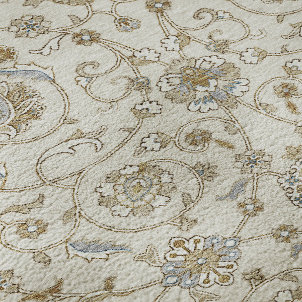 10' X 14' Ivory Copper And Gray Moroccan Washable Area Rug With UV Protection