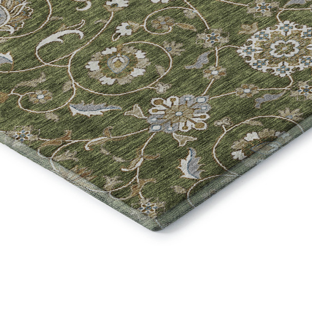 8' X 10' Olive Green Gray And Beige Moroccan Washable Area Rug With UV Protection