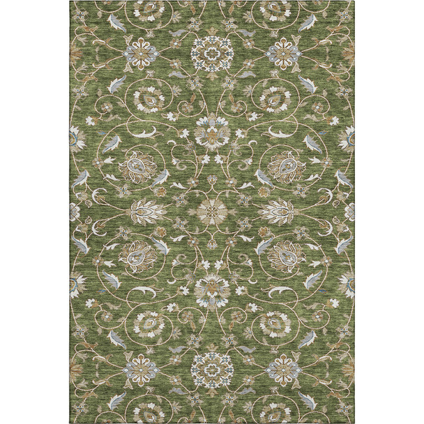 10' X 14' Olive Green Gray And Beige Moroccan Washable Area Rug With UV Protection