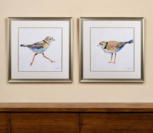 Set of Two Colorful Beach Birds Wall Art