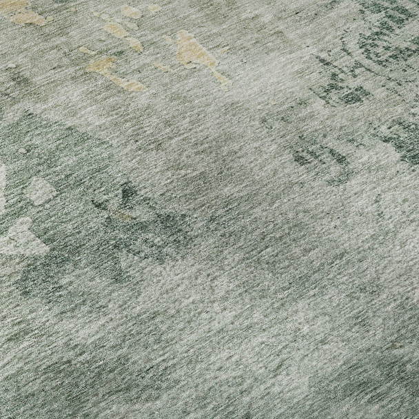 3' X 5' Aqua And Wheat Abstract Washable Area Rug With UV Protection