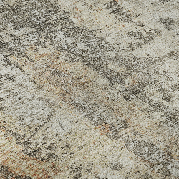 10' X 14' Terra Cotta Brown And Gray Abstract Washable Area Rug With UV Protection