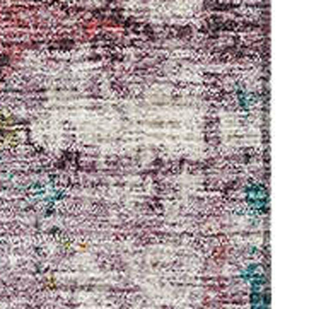 3' X 5' Lavender Green And Teal Abstract Washable Area Rug With UV Protection