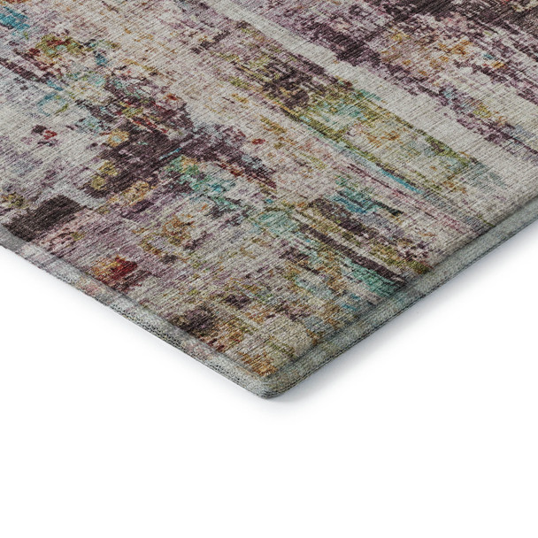 10' X 14' Lavender Green And Teal Abstract Washable Area Rug With UV Protection