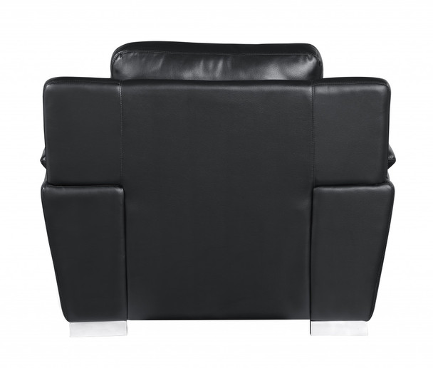48" Black And Silver Leather Match Club Chair