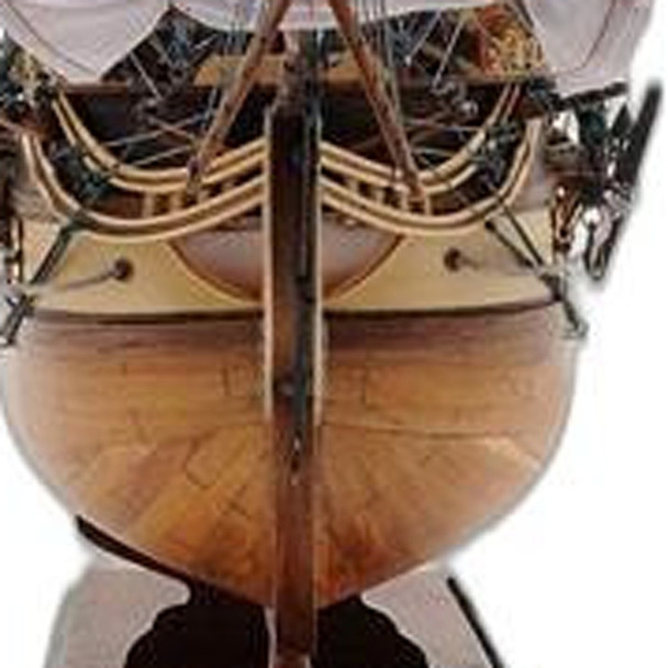31" Brown Solid Wood Hand Painted Boat